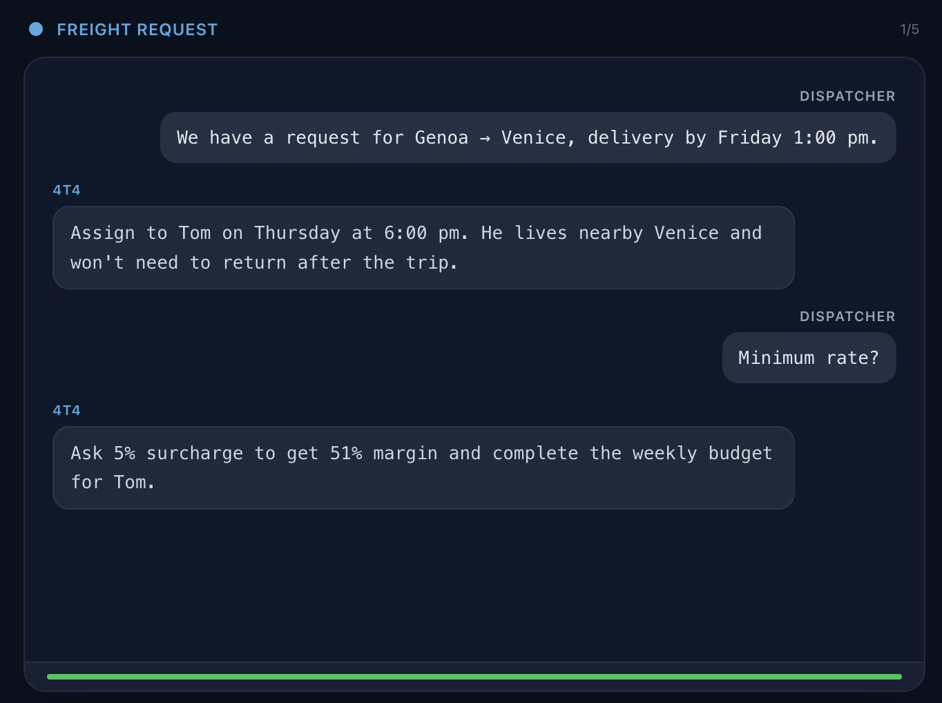 4T4 assigning a driver and recommending the rate